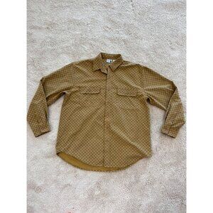 Modern Images Shirt Mens L Soft Brown Tan Check Plaid Long Sleeve Button Front